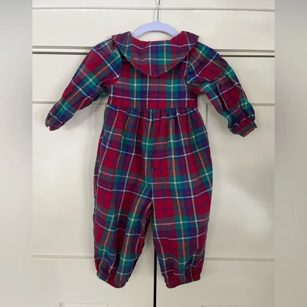 Adorable Vintage OshKosh B Gosh Flannel Romper 12 months